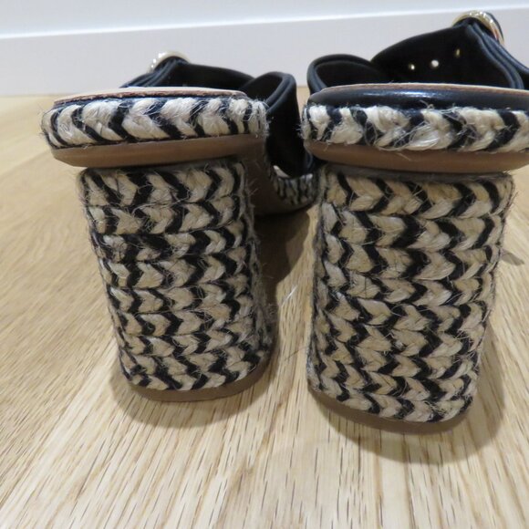 GAIMO Karoo Black Leather Cross Over Slip On Jute Platform Clog Sandals 10.5 - Picture 13 of 16